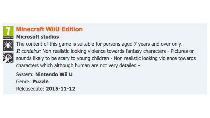 噂： Wii U版『Minecraft』製品情報が欧州PEGIに登録、近日にも海外リリースか